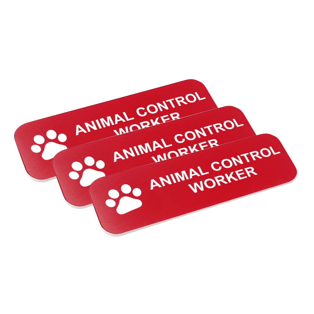 Animal Control Worker 1 x 3" Name Tag/Badge, (3 Pack)