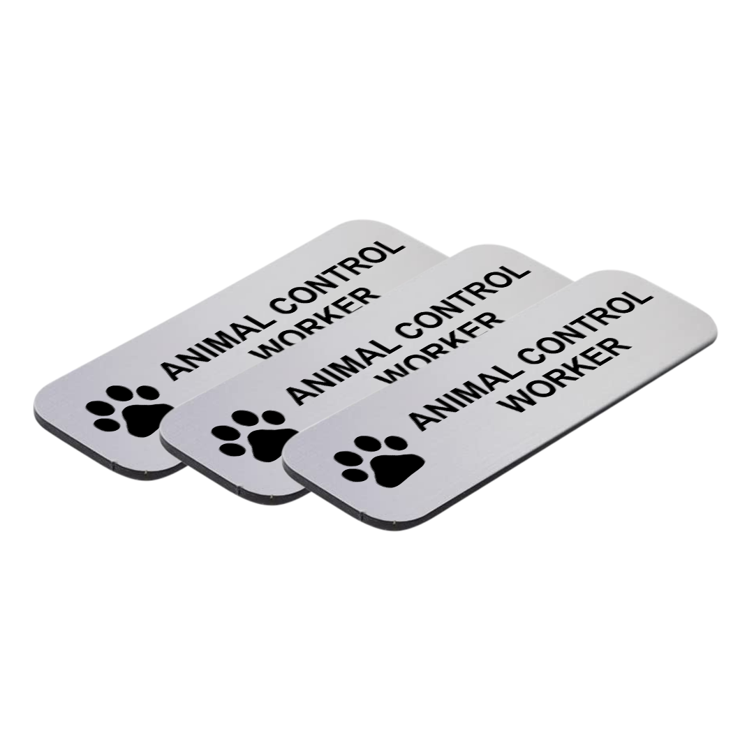 Animal Control Worker 1 x 3" Name Tag/Badge, (3 Pack)