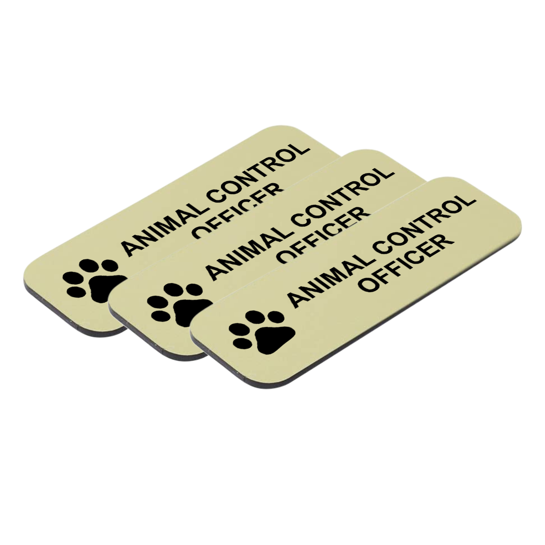 Animal Control Officer 1 x 3" Name Tag/Badge, (3 Pack)