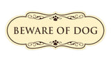 Beware of Dog Wall or Door Sign, Designer Paws Shape