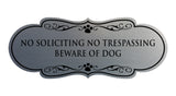 Designer Paws, No Soliciting No Trespassing Beware of Dog Wall or Door Sign
