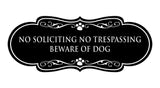 Designer Paws, No Soliciting No Trespassing Beware of Dog Wall or Door Sign