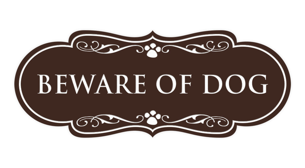 Beware of Dog Wall or Door Sign, Designer Paws Shape