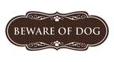 Beware of Dog Wall or Door Sign, Designer Paws Shape