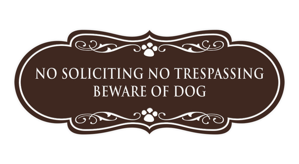 Designer Paws, No Soliciting No Trespassing Beware of Dog Wall or Door Sign