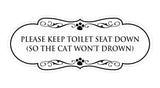 Designer Paws, Please Keep Toilet Seat Down (so the cat won't drown) Wall or Door Sign