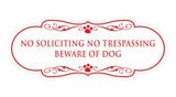 Designer Paws, No Soliciting No Trespassing Beware of Dog Wall or Door Sign