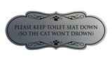 Designer Paws, Please Keep Toilet Seat Down (so the cat won't drown) Wall or Door Sign