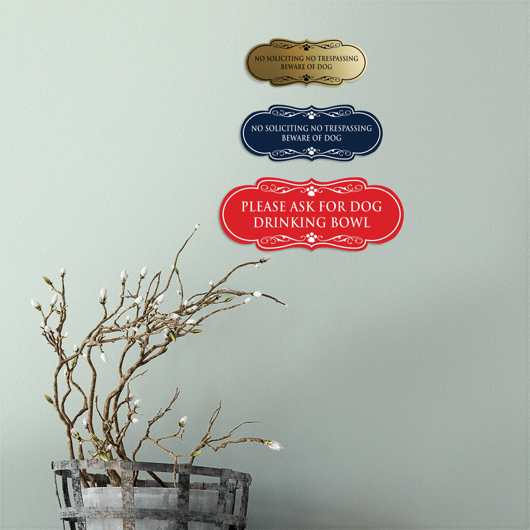 Designer Paws, No Soliciting No Trespassing Beware of Dog Wall or Door Sign