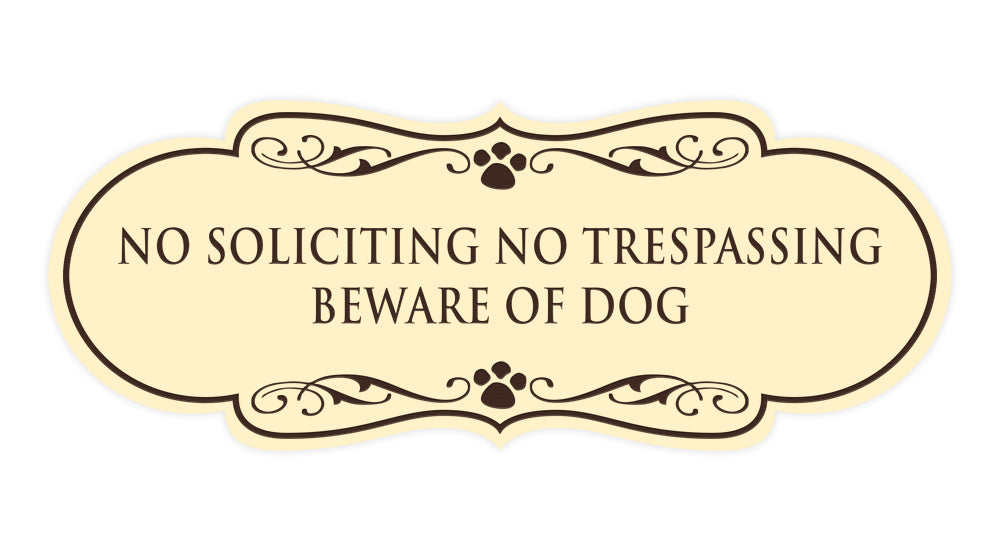 Designer Paws, No Soliciting No Trespassing Beware of Dog Wall or Door Sign