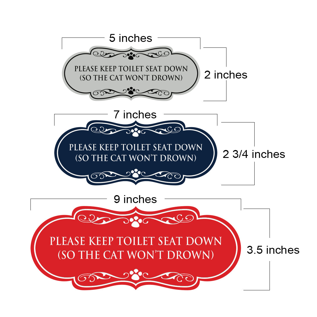 Designer Paws, Please Keep Toilet Seat Down (so the cat won't drown) Wall or Door Sign