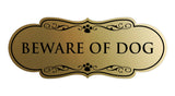 Beware of Dog Wall or Door Sign, Designer Paws Shape