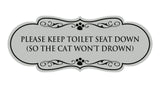 Designer Paws, Please Keep Toilet Seat Down (so the cat won't drown) Wall or Door Sign