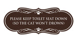 Designer Paws, Please Keep Toilet Seat Down (so the cat won't drown) Wall or Door Sign