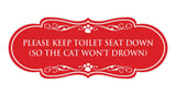 Designer Paws, Please Keep Toilet Seat Down (so the cat won't drown) Wall or Door Sign