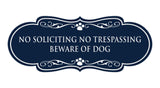 Designer Paws, No Soliciting No Trespassing Beware of Dog Wall or Door Sign