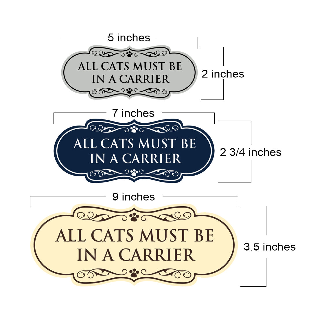 Motto Lita Designer Paws, All Cats must be in a Carrier Wall or Door Sign
