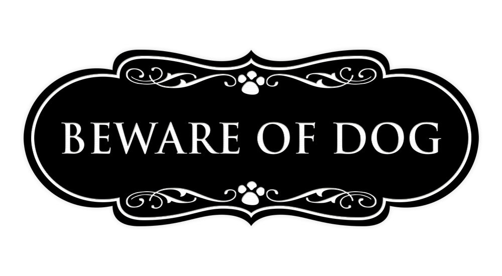 Beware of Dog Wall or Door Sign, Designer Paws Shape