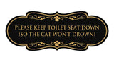 Designer Paws, Please Keep Toilet Seat Down (so the cat won't drown) Wall or Door Sign