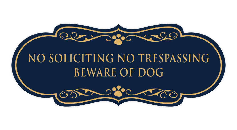Designer Paws, No Soliciting No Trespassing Beware of Dog Wall or Door Sign