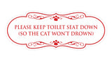 Designer Paws, Please Keep Toilet Seat Down (so the cat won't drown) Wall or Door Sign