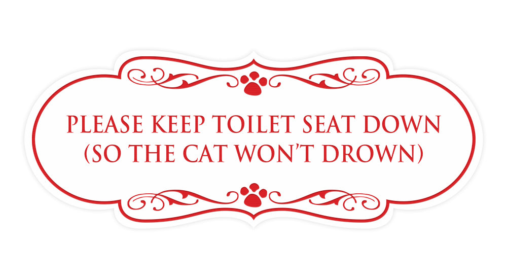 Designer Paws, Please Keep Toilet Seat Down (so the cat won't drown) Wall or Door Sign