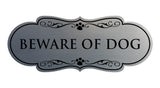 Beware of Dog Wall or Door Sign, Designer Paws Shape