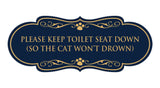 Designer Paws, Please Keep Toilet Seat Down (so the cat won't drown) Wall or Door Sign