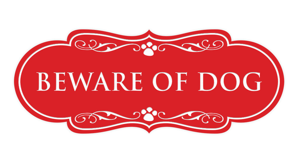 Beware of Dog Wall or Door Sign, Designer Paws Shape