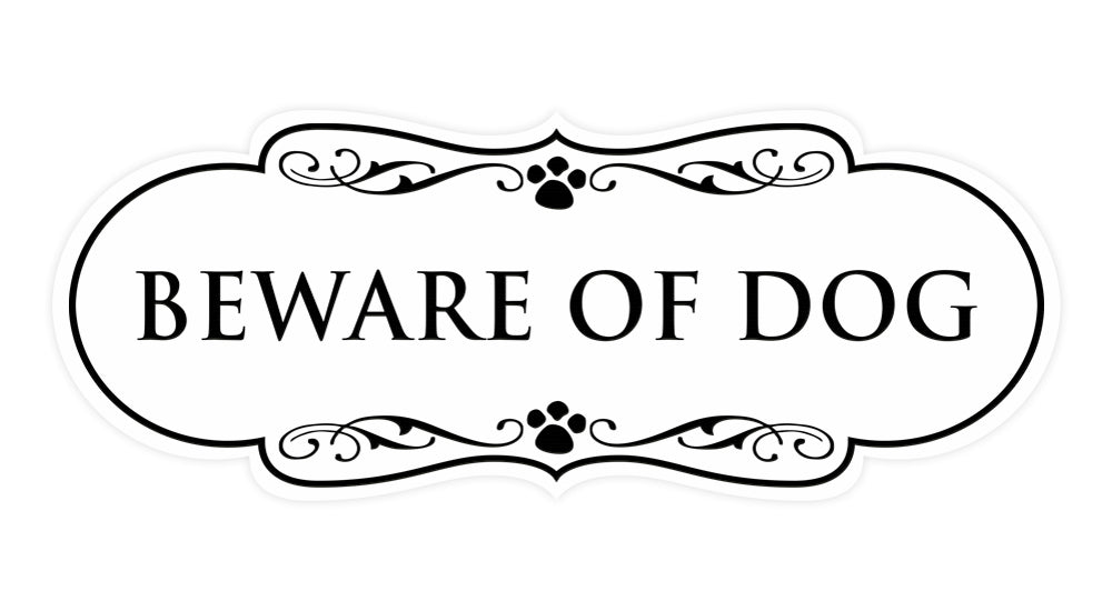 Beware of Dog Wall or Door Sign, Designer Paws Shape