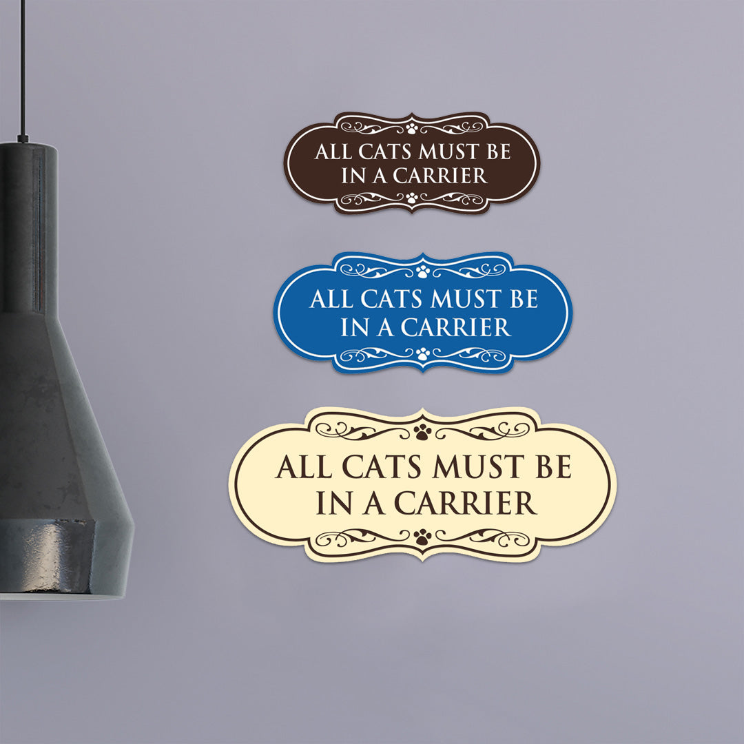 Motto Lita Designer Paws, All Cats must be in a Carrier Wall or Door Sign