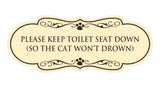 Designer Paws, Please Keep Toilet Seat Down (so the cat won't drown) Wall or Door Sign