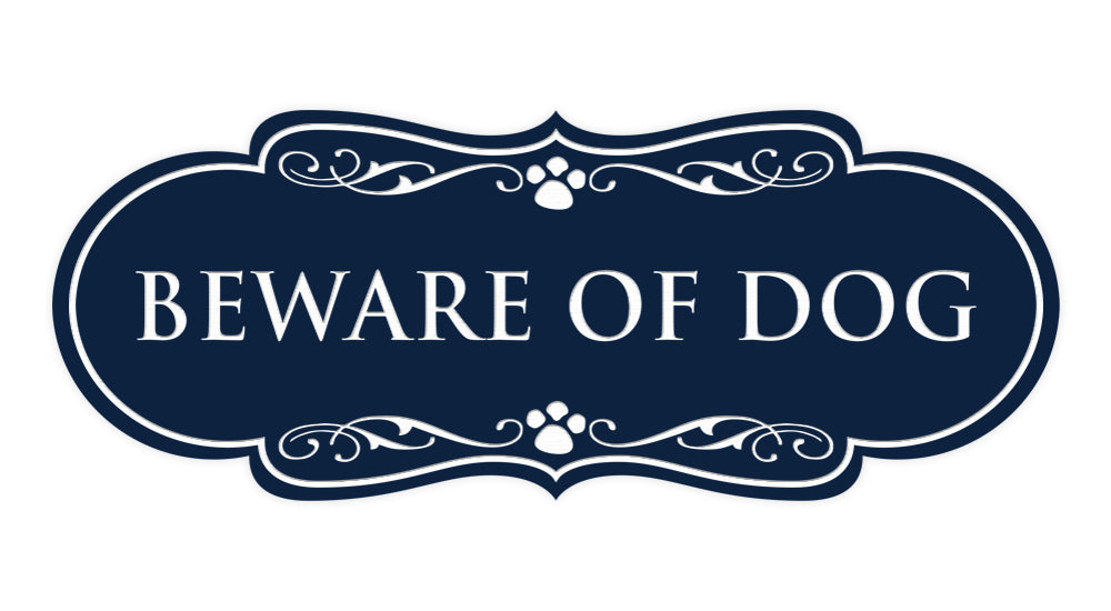 Beware of Dog Wall or Door Sign, Designer Paws Shape