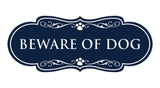 Beware of Dog Wall or Door Sign, Designer Paws Shape
