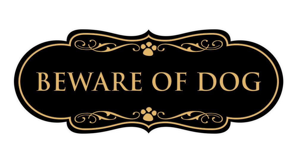 Beware of Dog Wall or Door Sign, Designer Paws Shape
