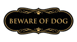 Beware of Dog Wall or Door Sign, Designer Paws Shape