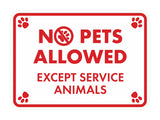 Motto Lita Classic Framed Paws, No Pets Allowed Except Service Animals Wall or Door Sign