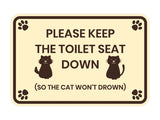 Motto Lita Classic Framed Paws, Please Keep the Toilet Seat Down (So the cat won't drown) Wall or Door Sign