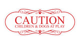 Motto Lita Designer Paws, Caution Children & Dogs at Play Wall or Door Sign