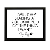 "I will keep staring at you until you do the thing that I want" My Dog, Framed Novelty Wall Art