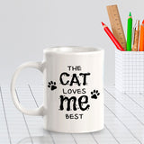 The Cat Loves Me Best 11oz Plastic or Ceramic Coffee Mug | Homely Coffee Cups