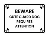 Motto Lita Classic Framed Paws, Beware Cute Guard Dog Requires Attention Wall or Door Sign