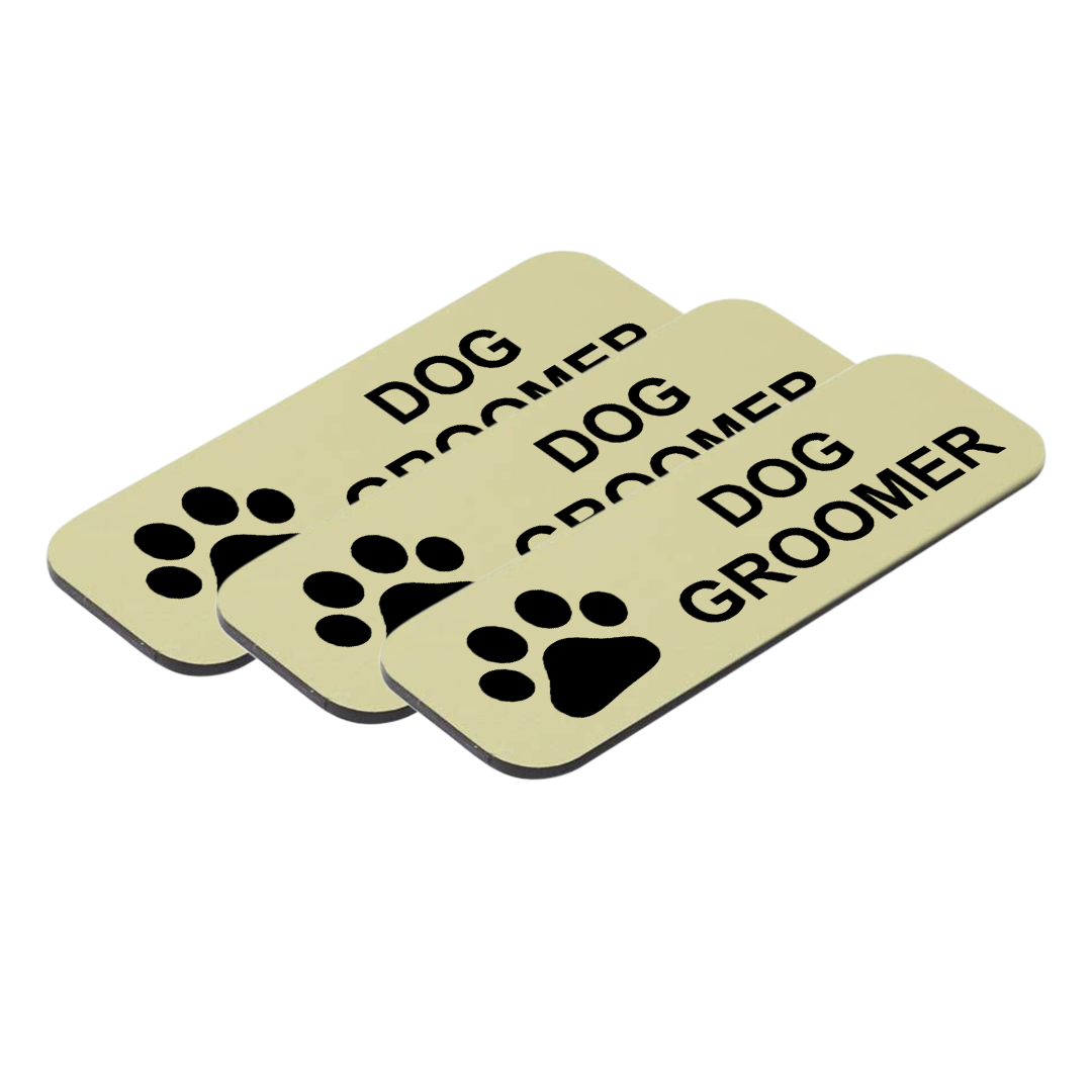 Dog Groomer 1 x 3" Name Tag/Badge, (3 Pack)