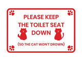 Motto Lita Classic Framed Paws, Please Keep the Toilet Seat Down (So the cat won't drown) Wall or Door Sign