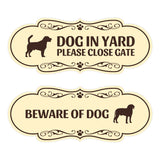 Motto Lita Designer Paws, Dog In Yard Please Close Gate and Beware of Dog Signs (2 Pack) Wall or Door Sign