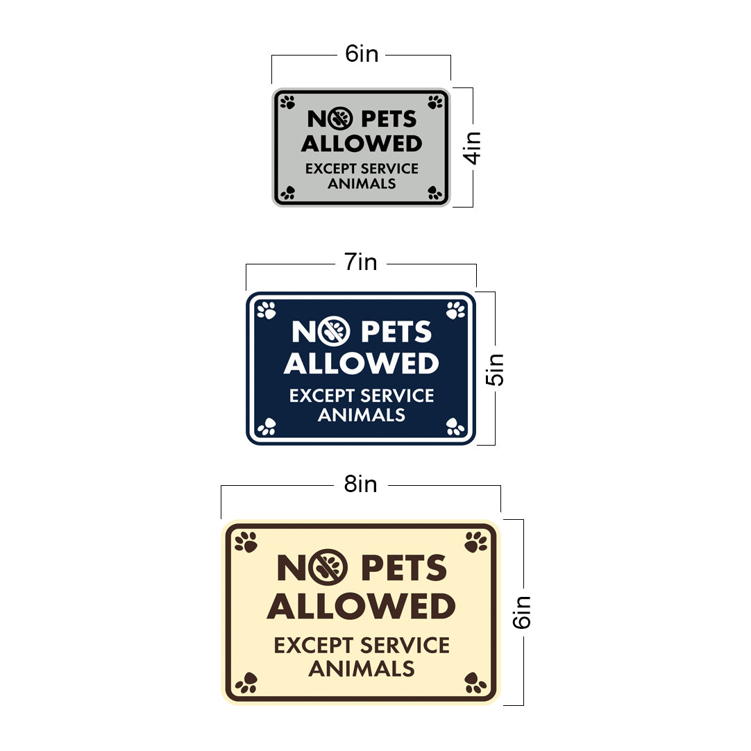 Motto Lita Classic Framed Paws, No Pets Allowed Except Service Animals Wall or Door Sign