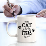 The Cat Loves Me Best 11oz Plastic or Ceramic Coffee Mug | Homely Coffee Cups