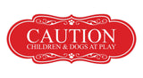 Motto Lita Designer Paws, Caution Children & Dogs at Play Wall or Door Sign