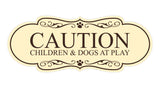 Motto Lita Designer Paws, Caution Children & Dogs at Play Wall or Door Sign