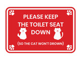 Motto Lita Classic Framed Paws, Please Keep the Toilet Seat Down (So the cat won't drown) Wall or Door Sign